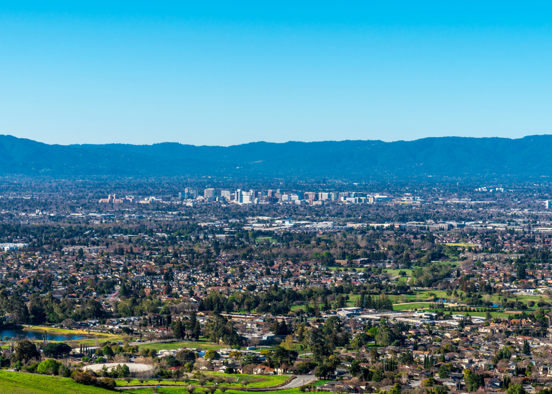 An aerial view of homes and businesses in Silicon Valley.