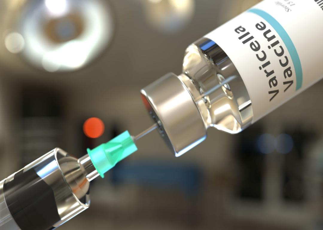 A Varicella vaccine vial and needle.