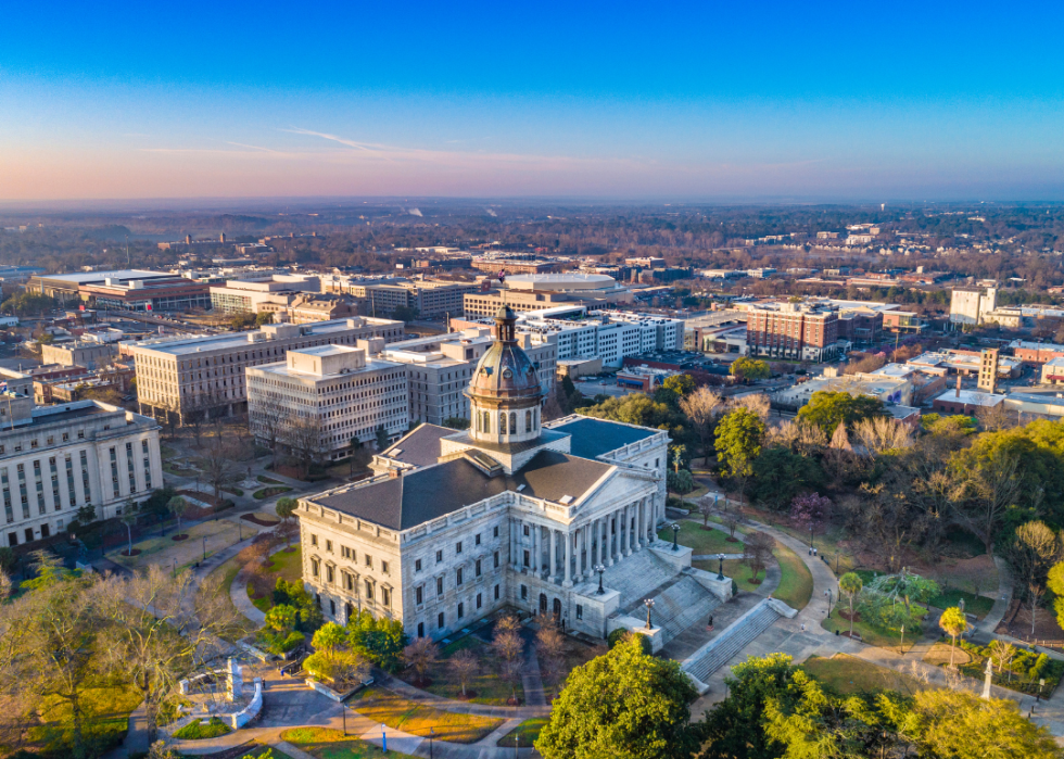 Aerial view of downtown Columbia, South Carolina.