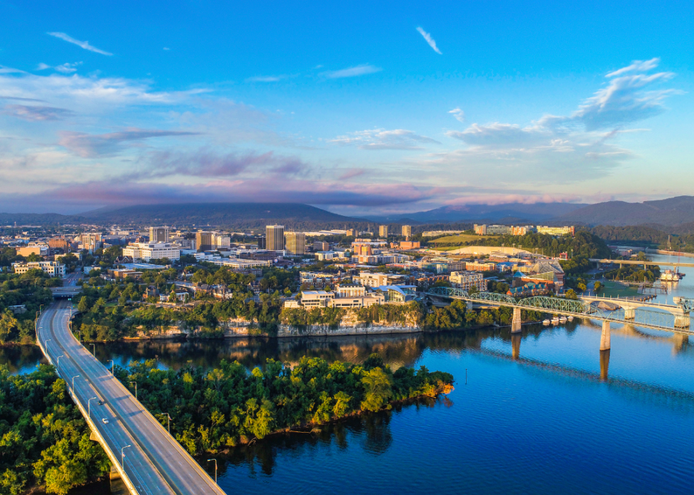 Aerial view of downtown Chattanooga, Tennessee.