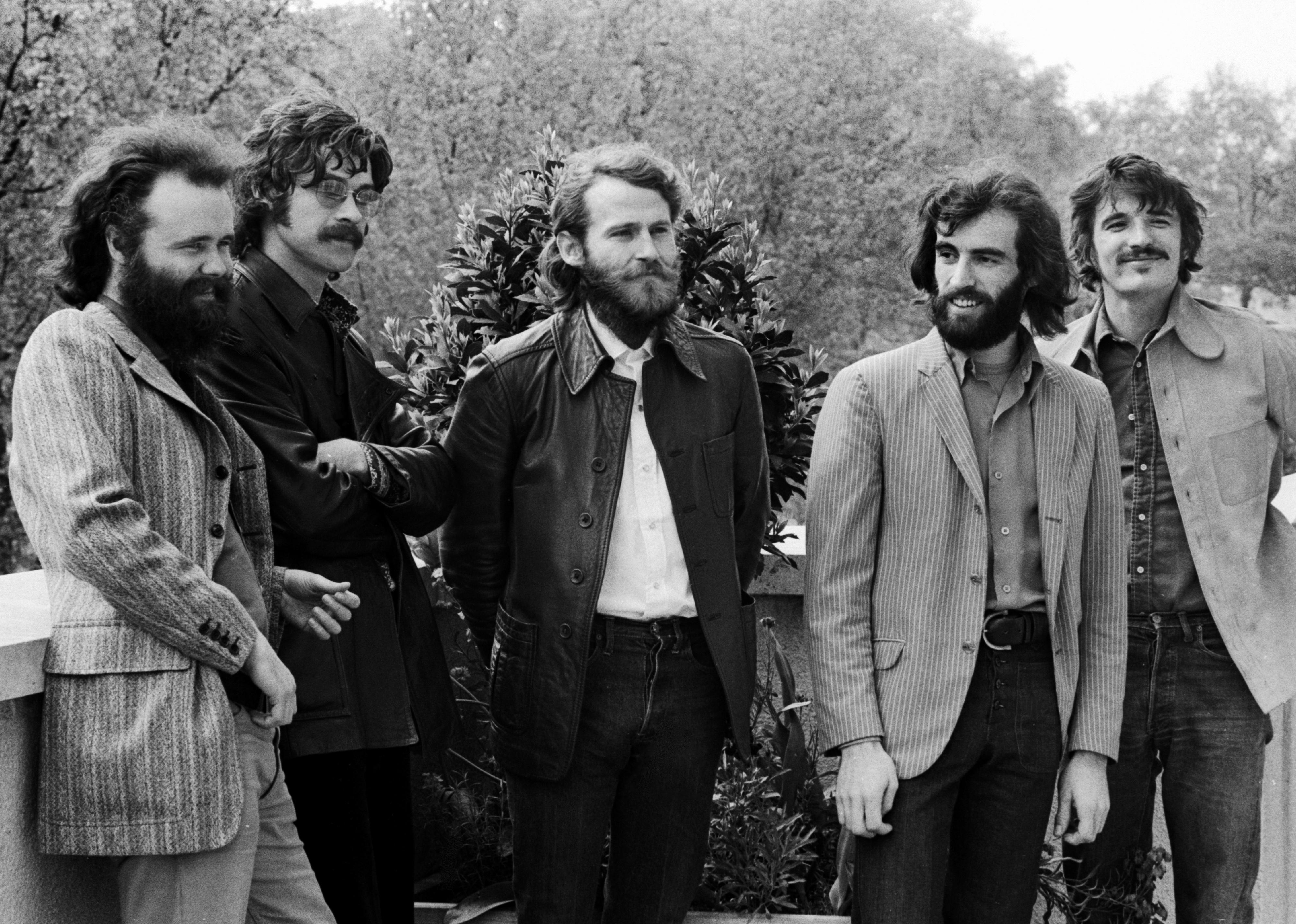 The Band outside on a baldony.