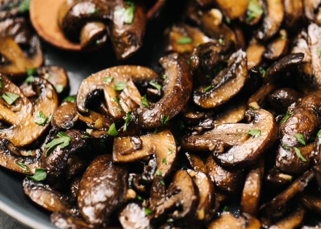Sautéed cremini mushrooms.