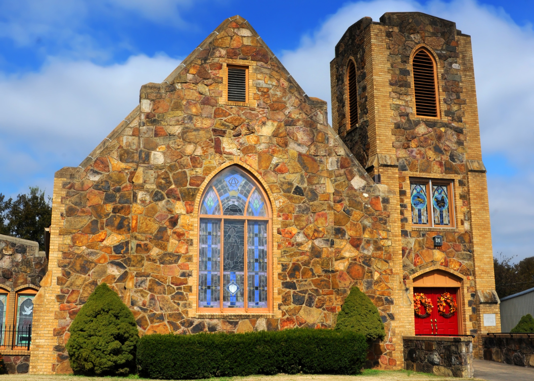 A historic stone church in Huntsville.