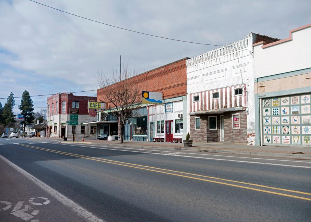 Old buildings in downtown Moro.