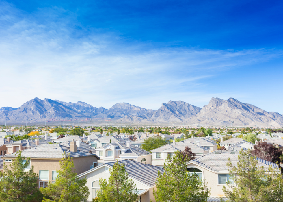 Las Vegas neighborhood surrounded by mountains.