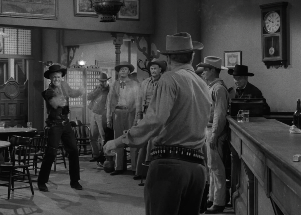 A shooting scene from the "Mr. Denton on Doomsday" episode.