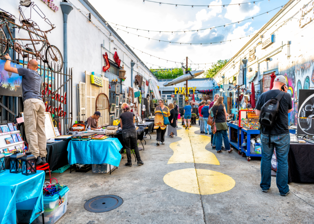 Local artisans selling at a market.