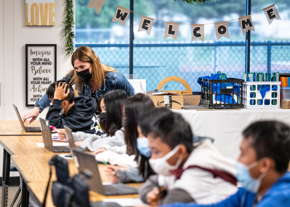 A 7th grade math class at Vista View Middle School.