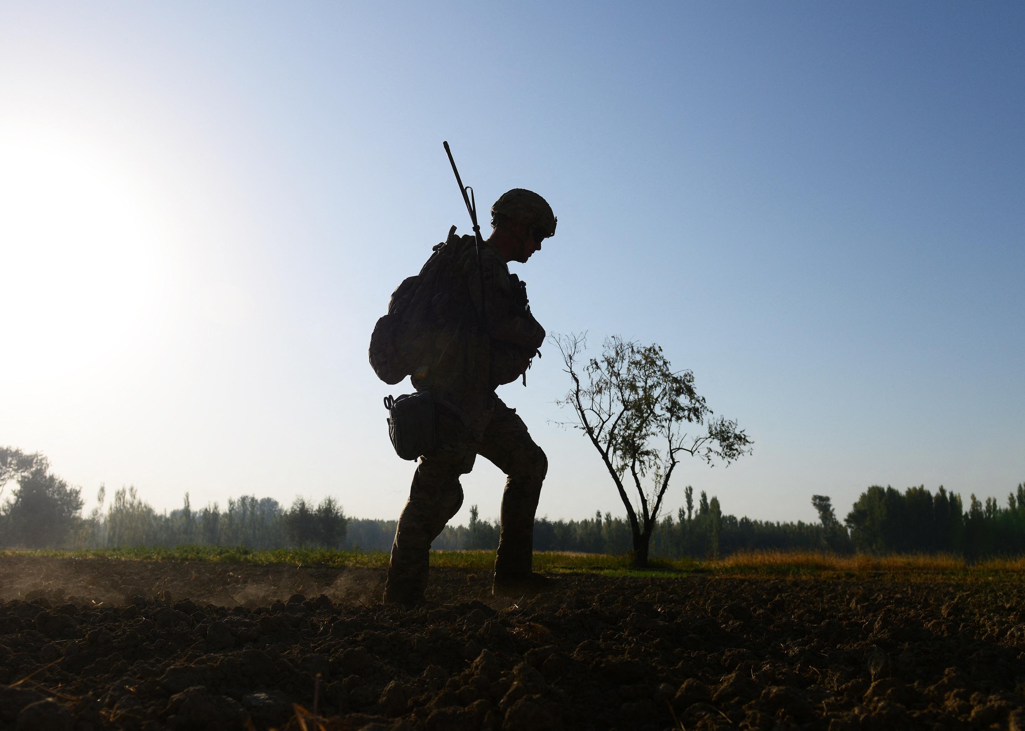 A U.S. Army soldier on patrol in Afghanistan.