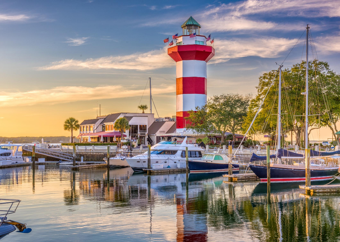 Hilton Head Island lighthouse and boats.
