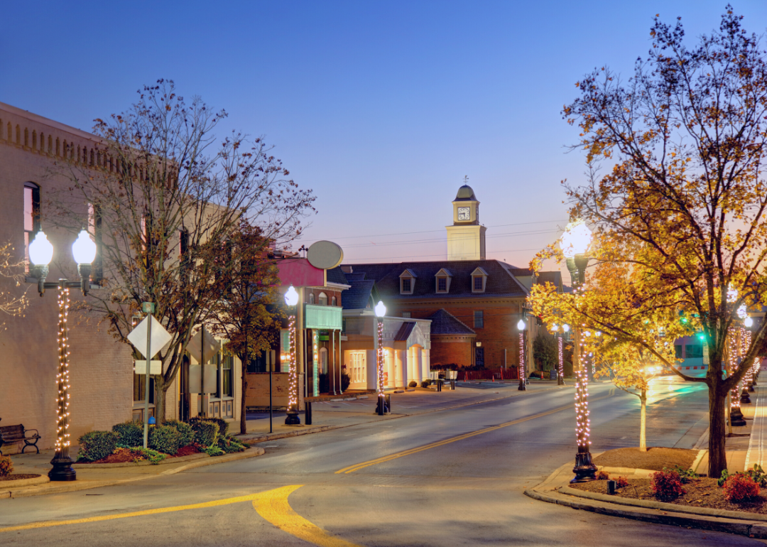Town center in evening.