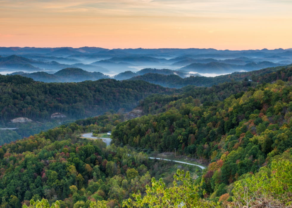 Mountain ridge at the start of fall.