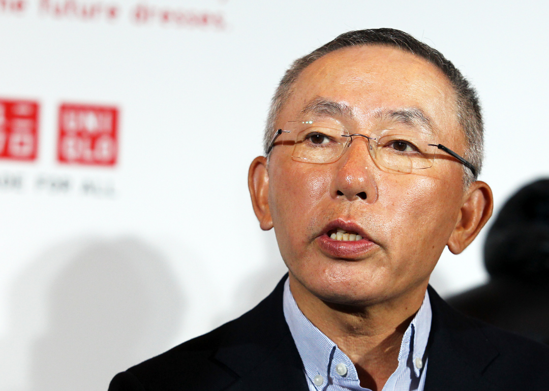 Tadashi Yanai speaks at event.