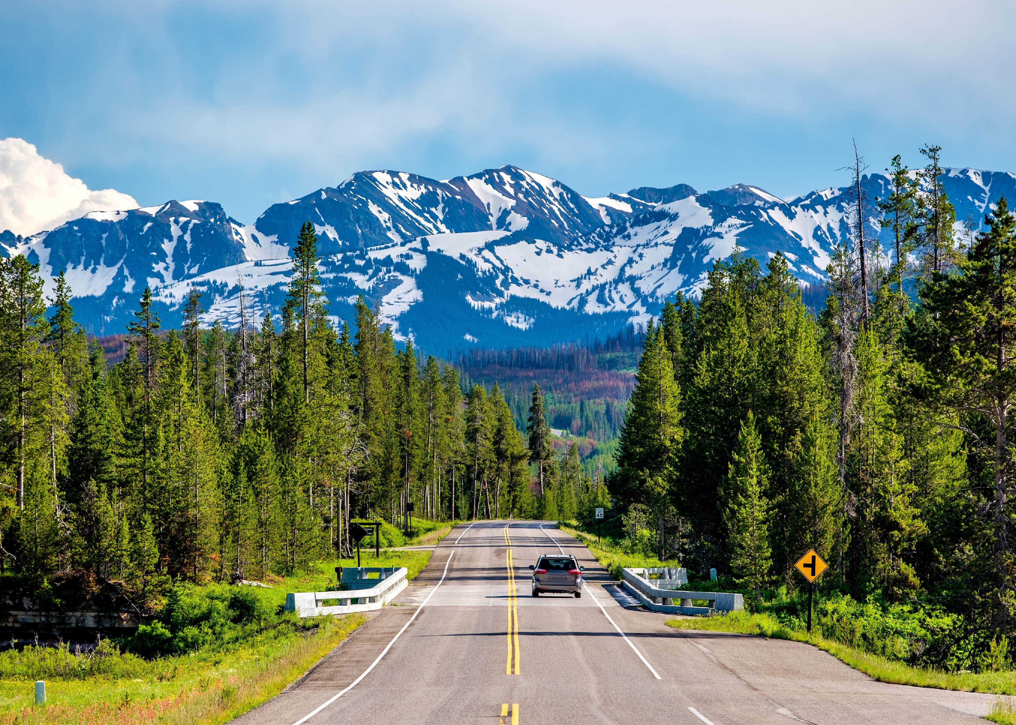 Road from Yellowstone National Park to Grand Teton National Park.