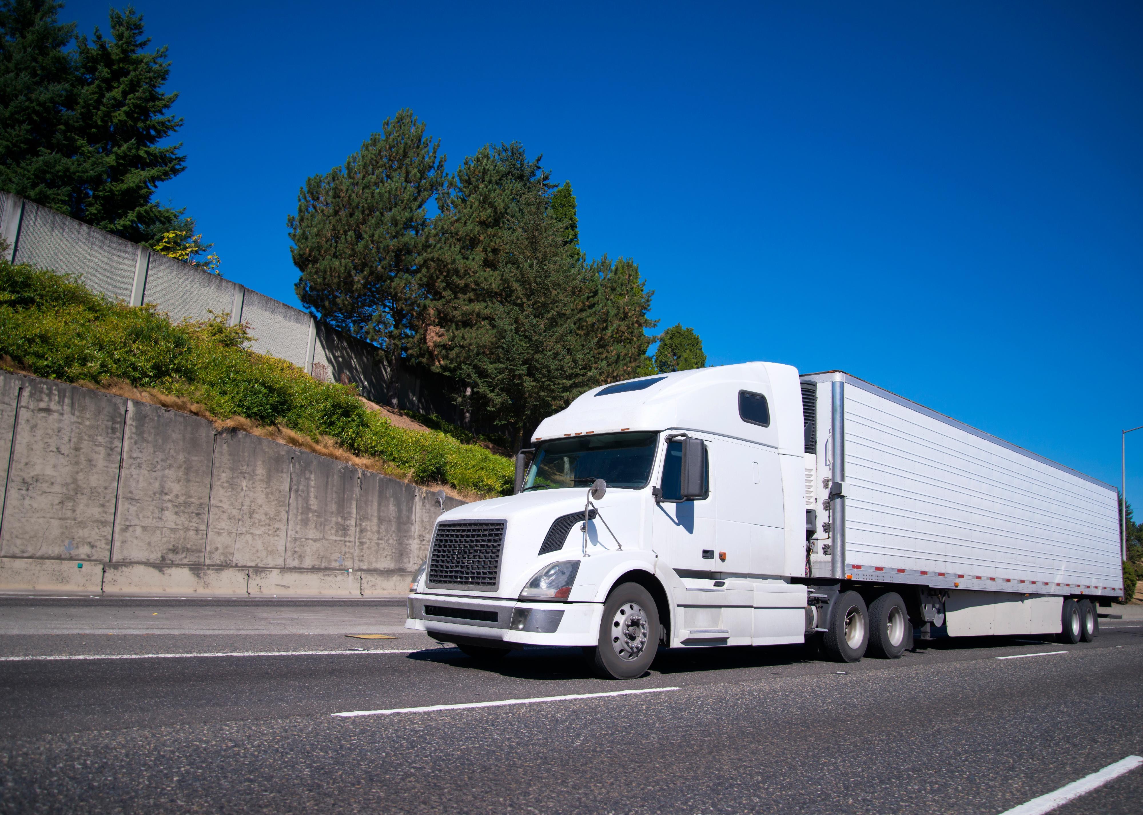 White modern Big-rig semi truck.
