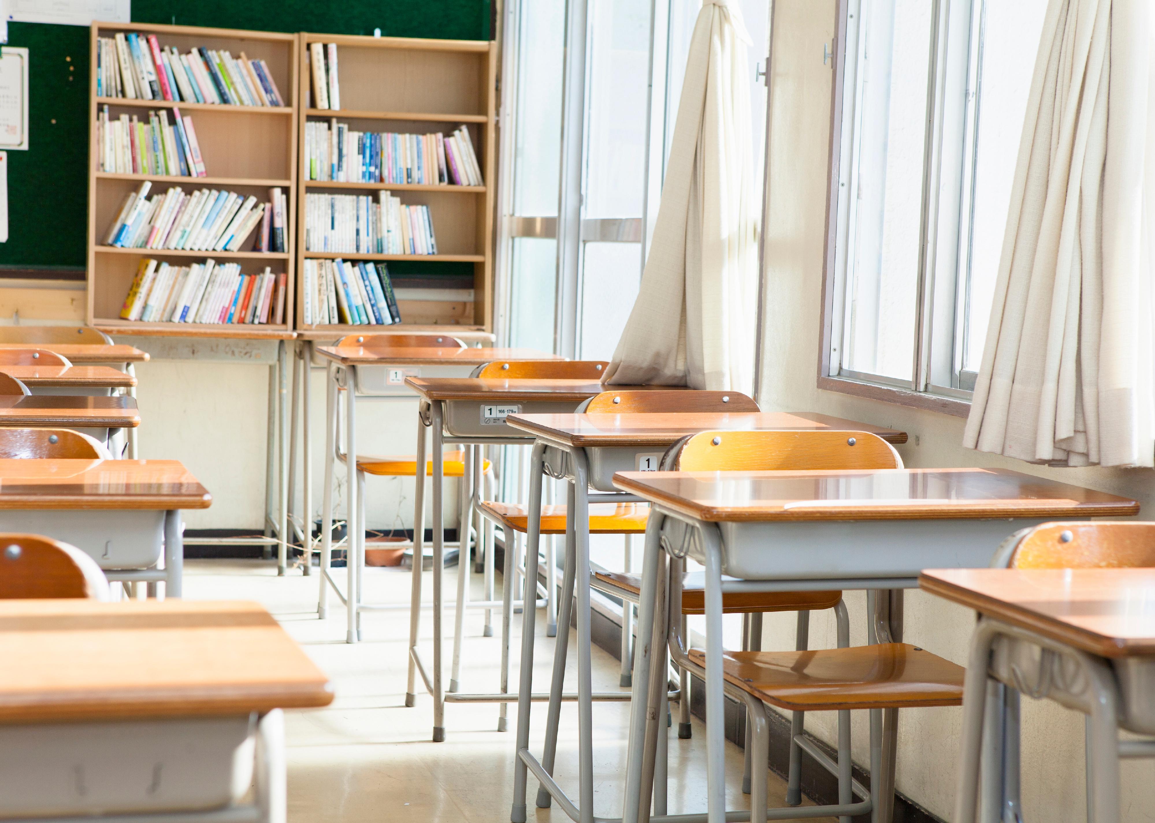 Empty high school classroom