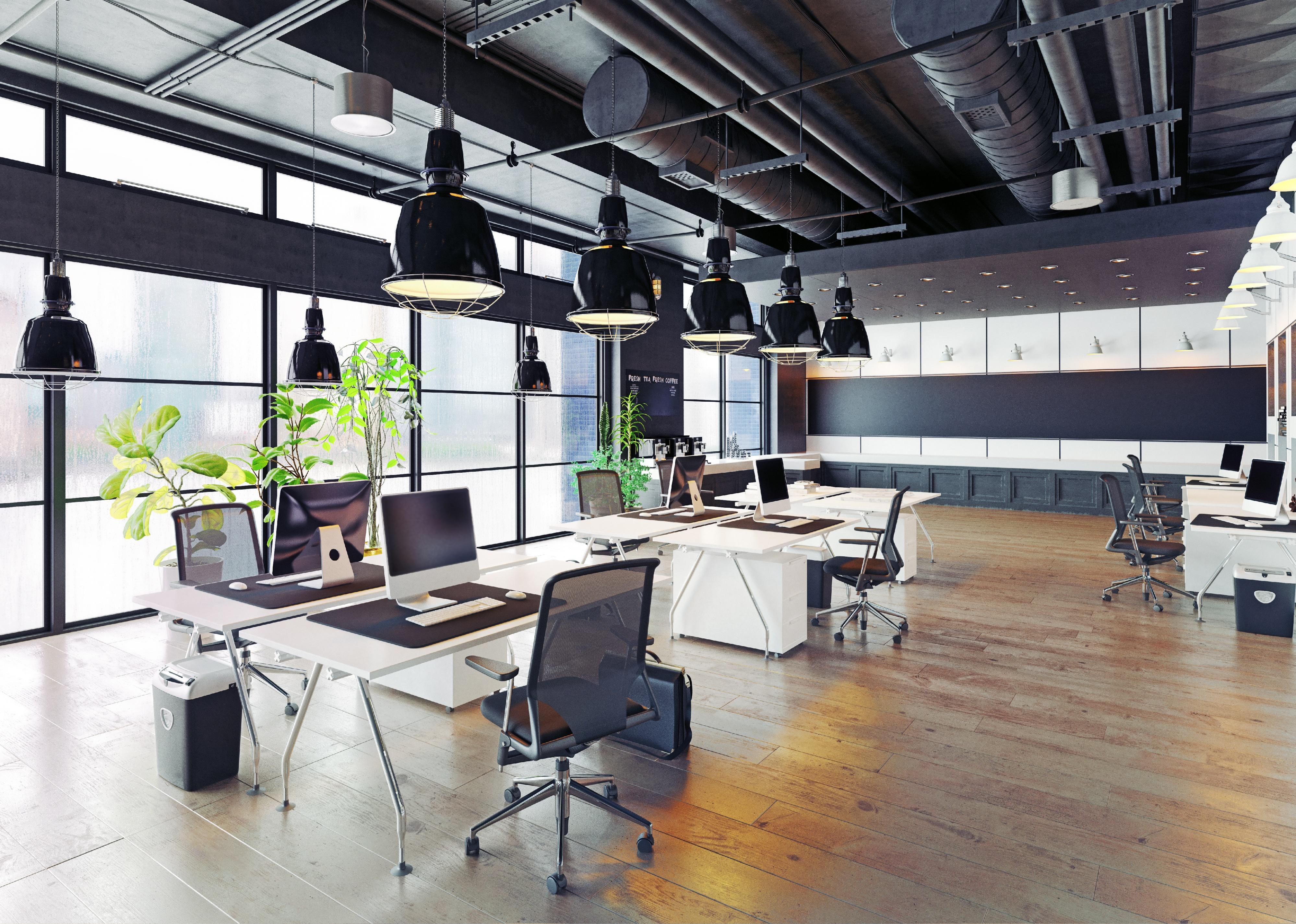 Modern cozy loft office interior.