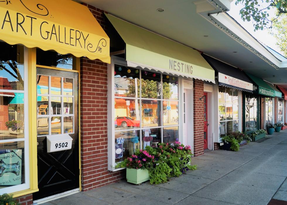 Charming row of shops from the sidewalk 