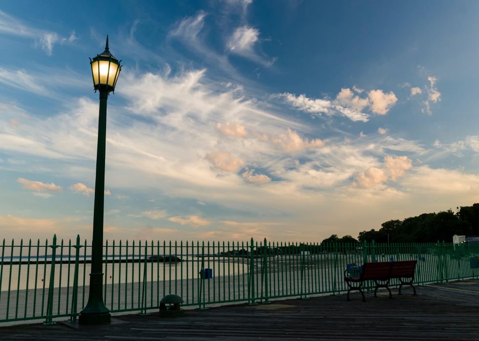 Light bulbs on the beach pedestrian deck of Rye