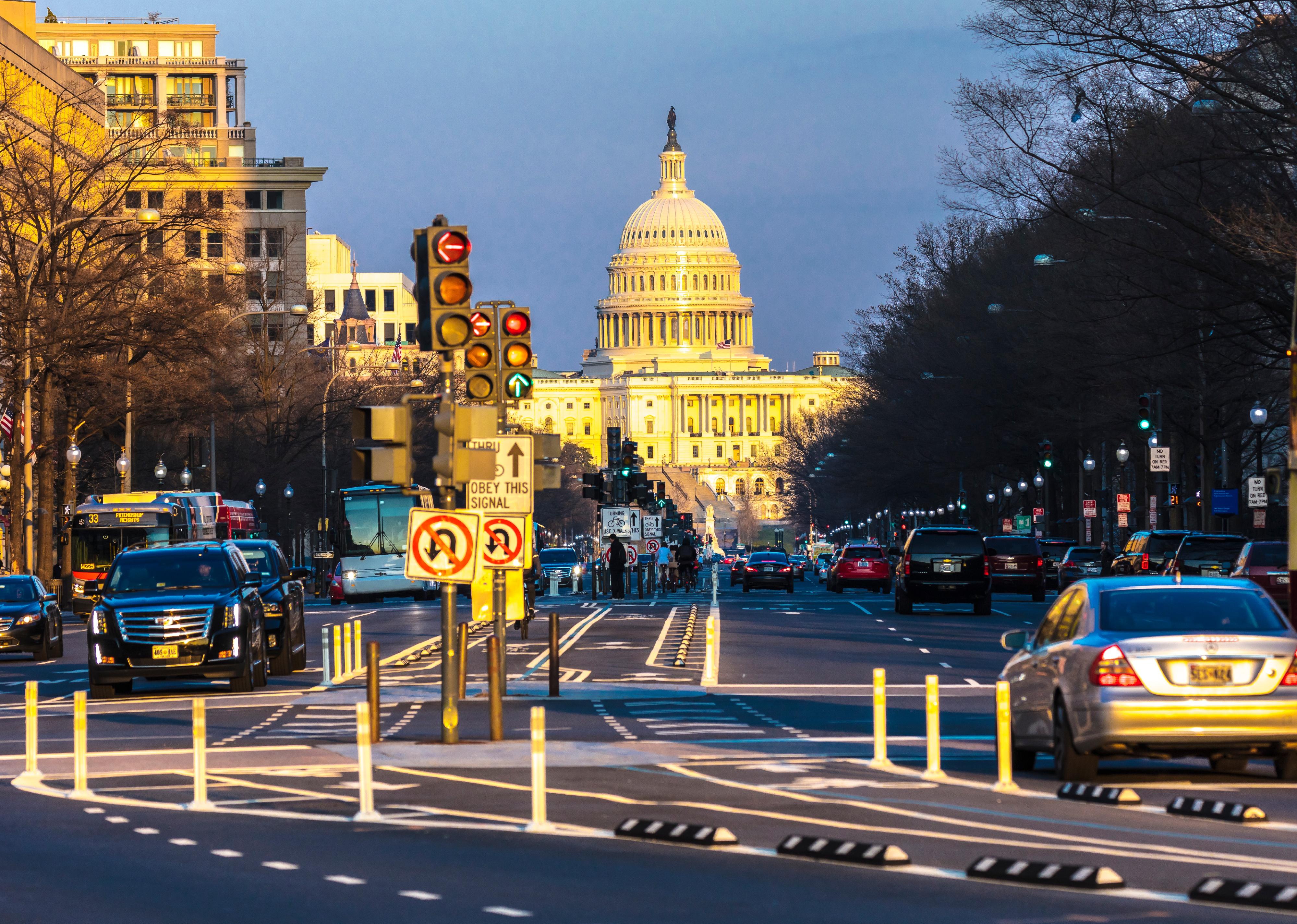 Pennsylvania Ave to US Capitol going towards US Capitol in Washington DC.