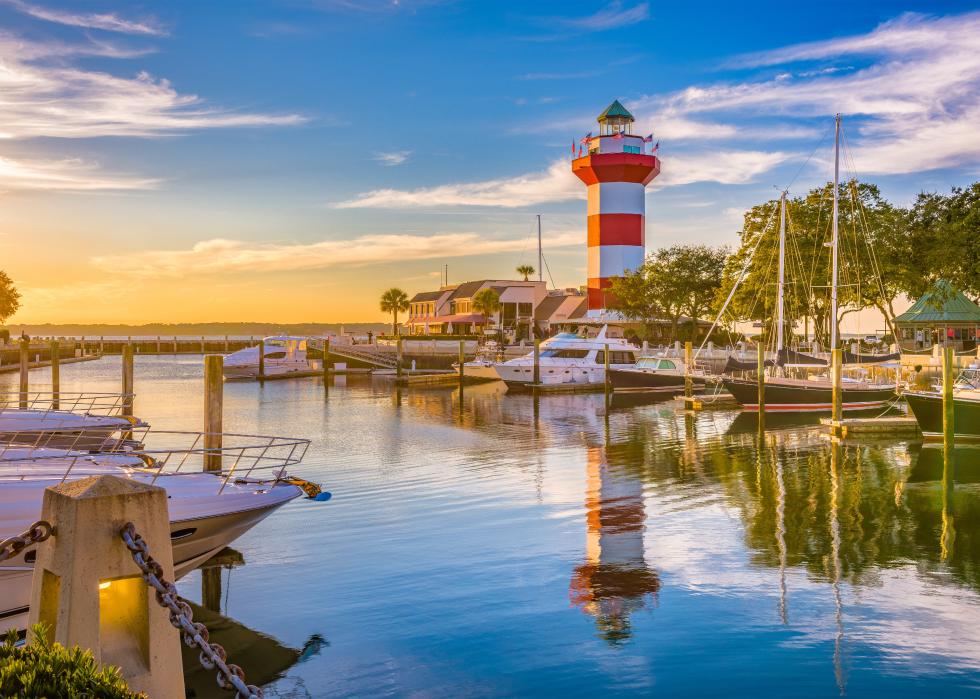 Hilton Head, South Carolina, lighthouse at dusk