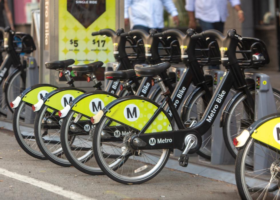 A Metro bike station in Los Angeles
