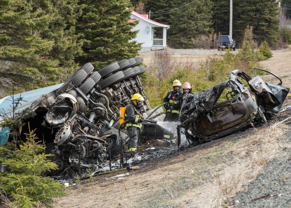 Car crash burned after collision