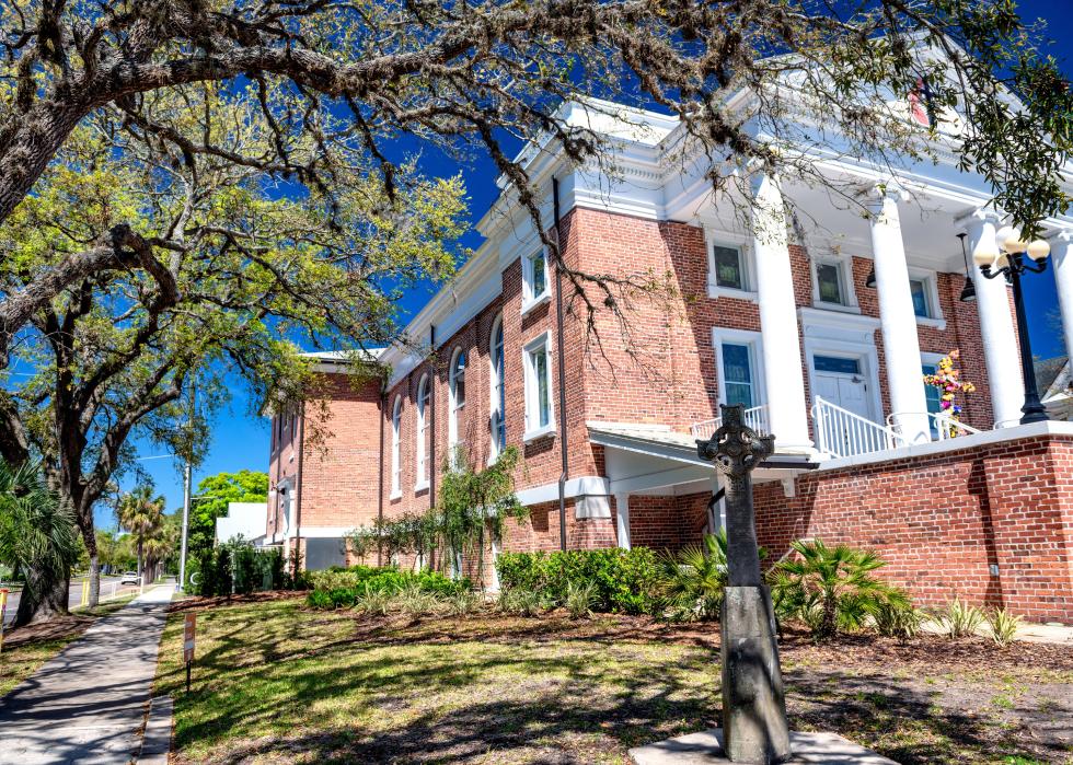 Buildings of Fernandina Beach in Amelia Island on a sunny day