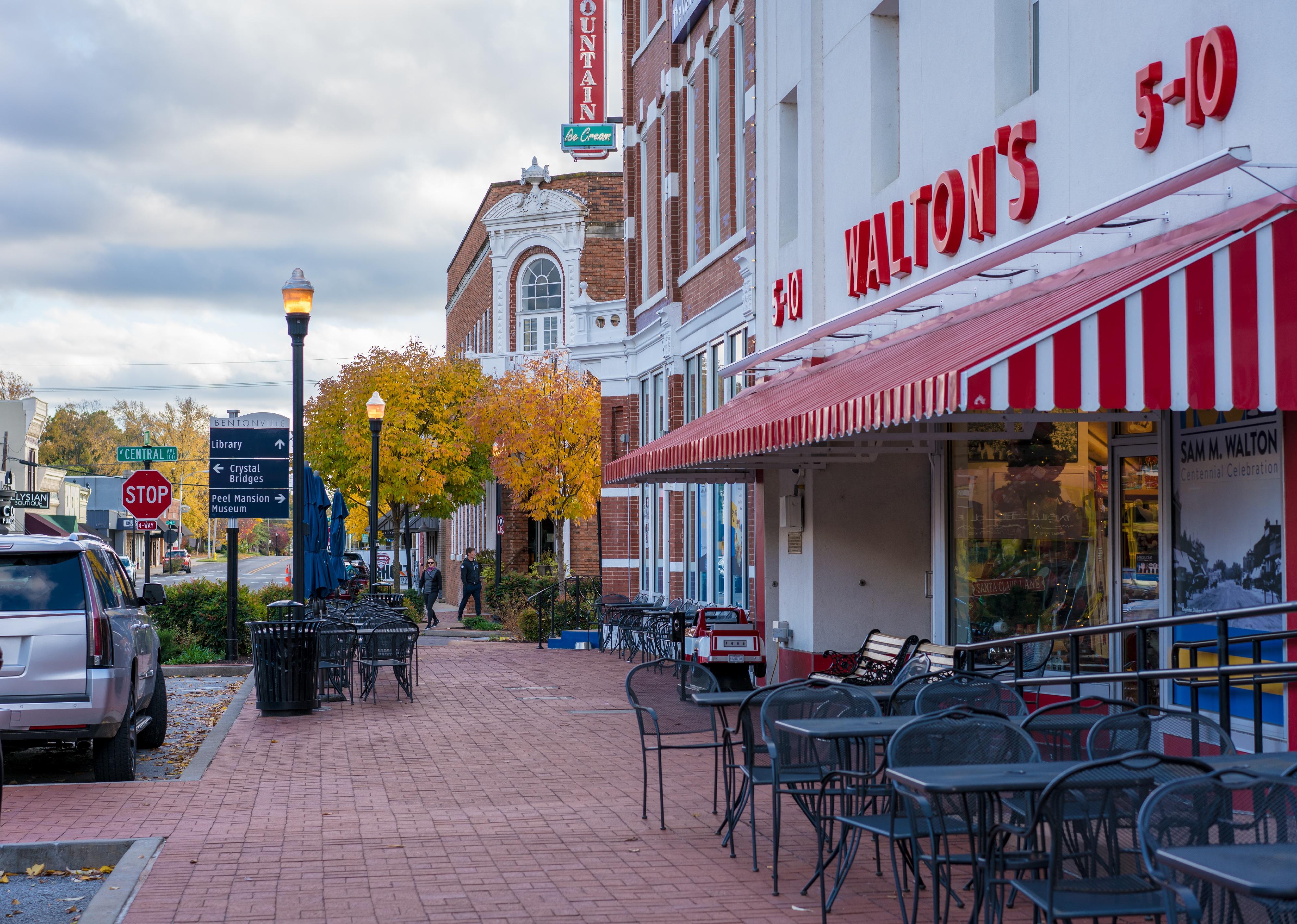 View of Walmart Museum downtown Bentonville, Northwest Arkansas