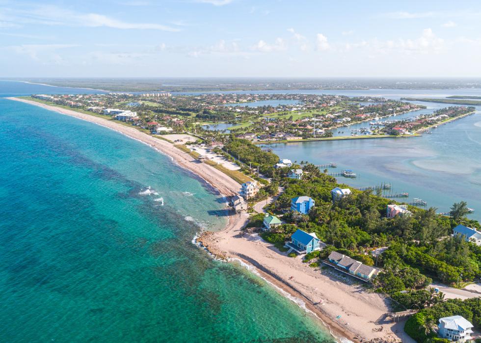 Aerial view of Bathtub Reef Beach in Stuart