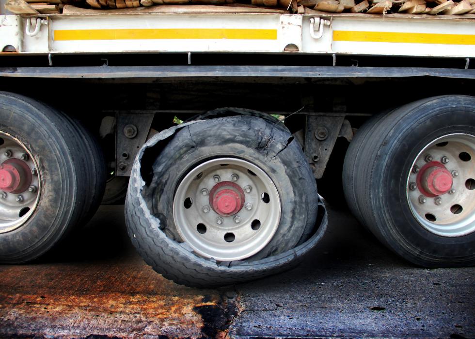 Damaged truck tires