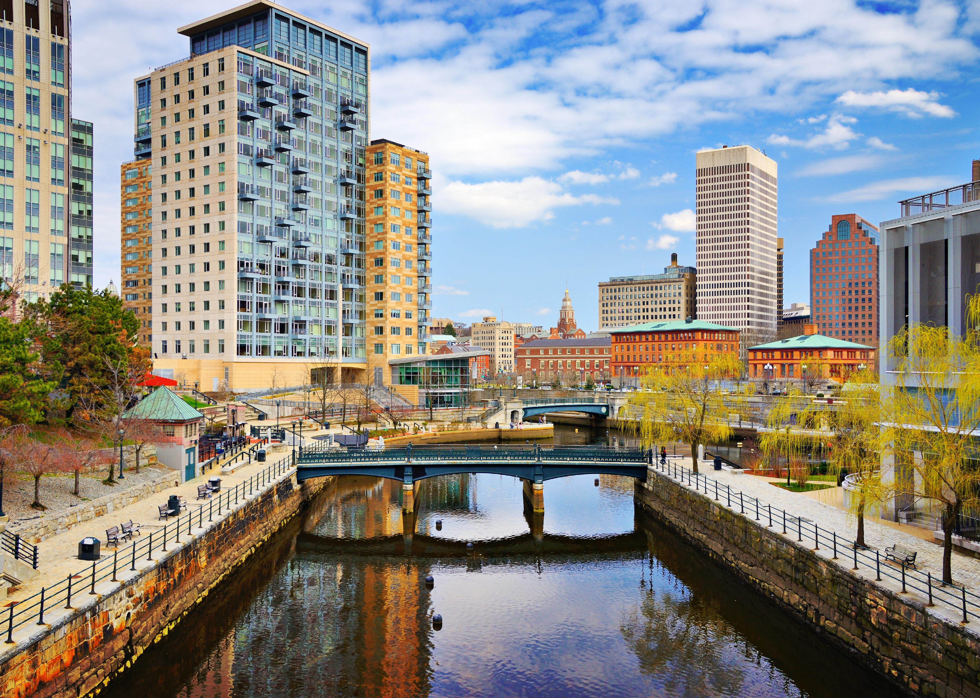 Providence, Rhode Island cityscape at Waterplace Park.