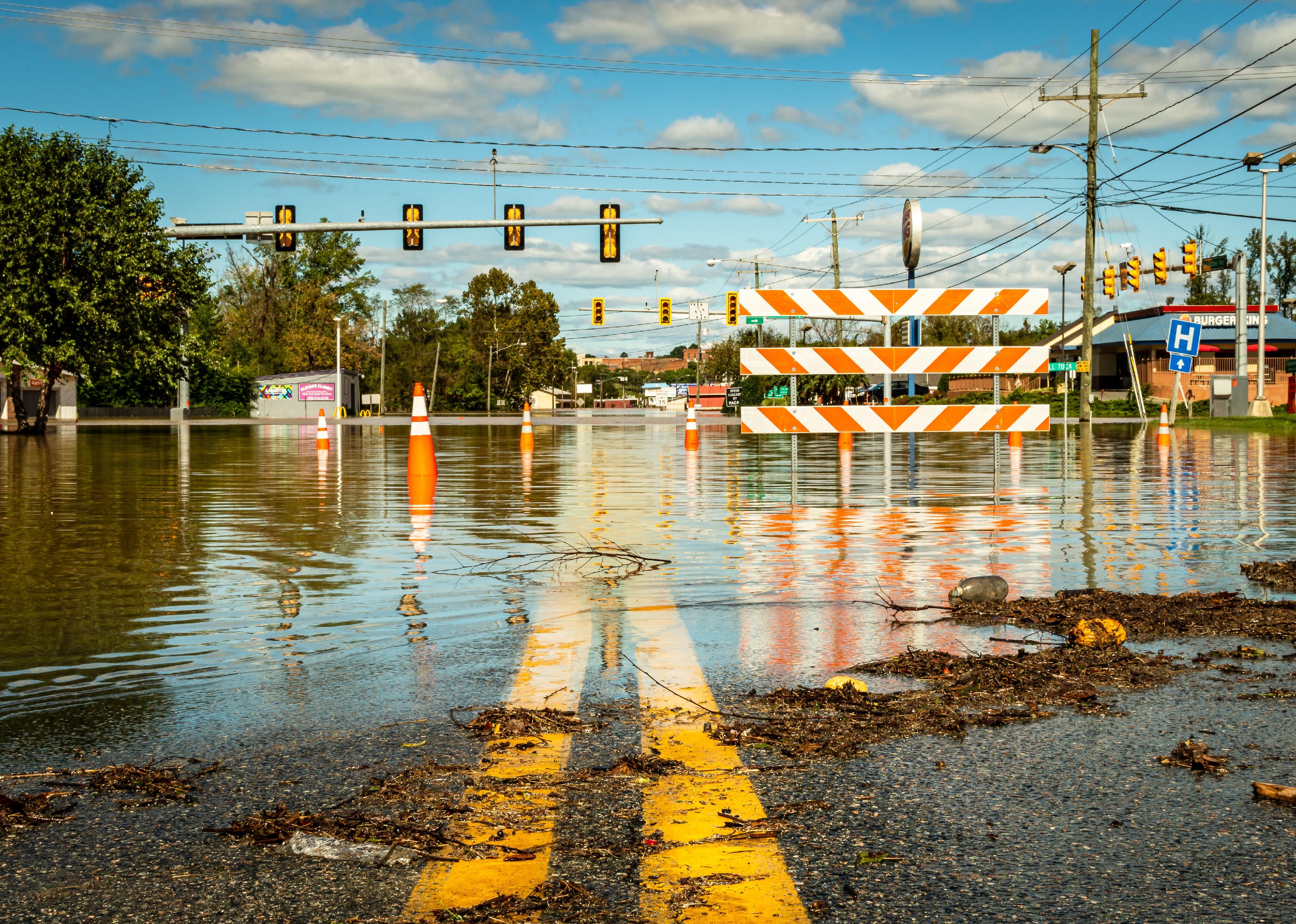 River overflowed after a storm in Blue Ridge, Georgia.