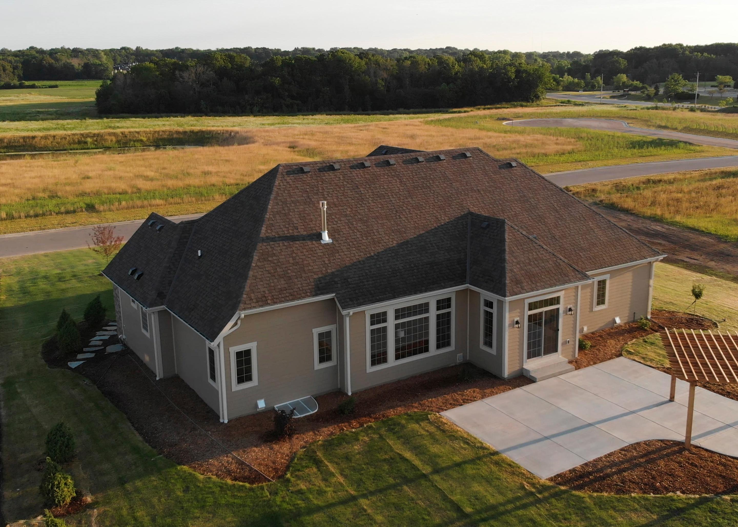 New home construction from above.