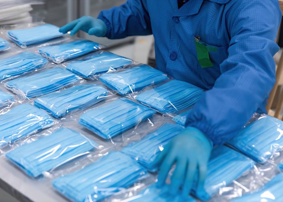 Production of medical face masks.