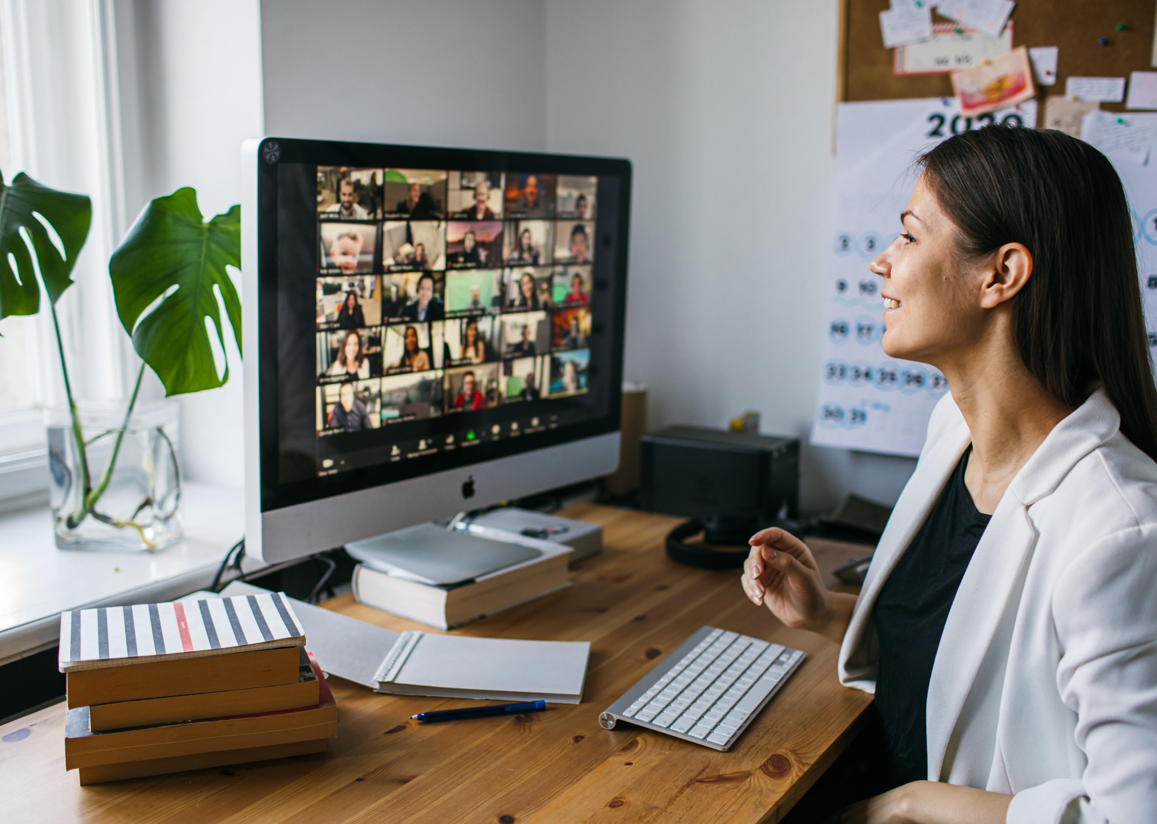 Young woman having Zoom video conference call