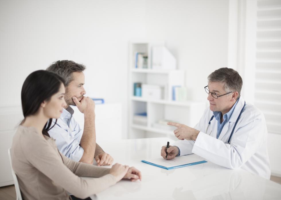 Doctor in front of a couple.