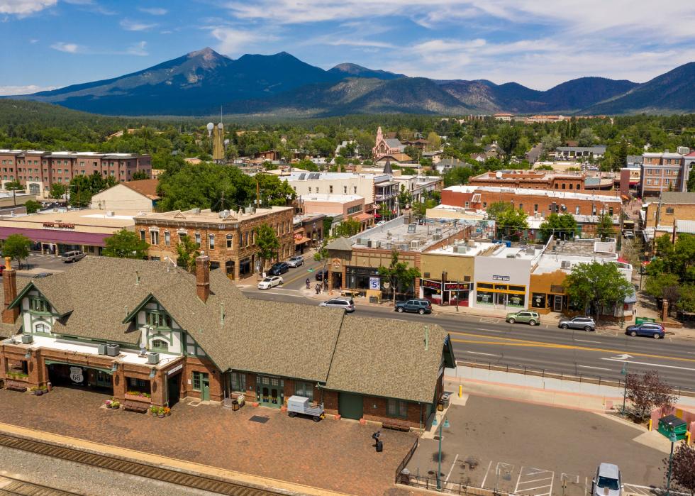 Train station along Route 66 in Flagstaff, Arizona