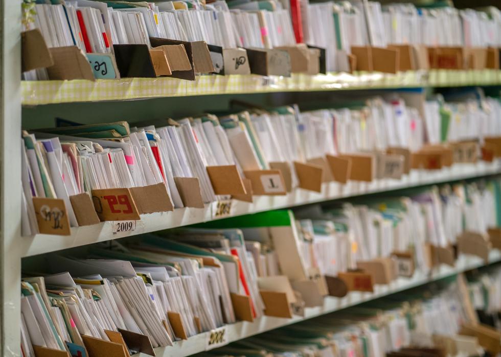 Patient cards in the hospital registry.