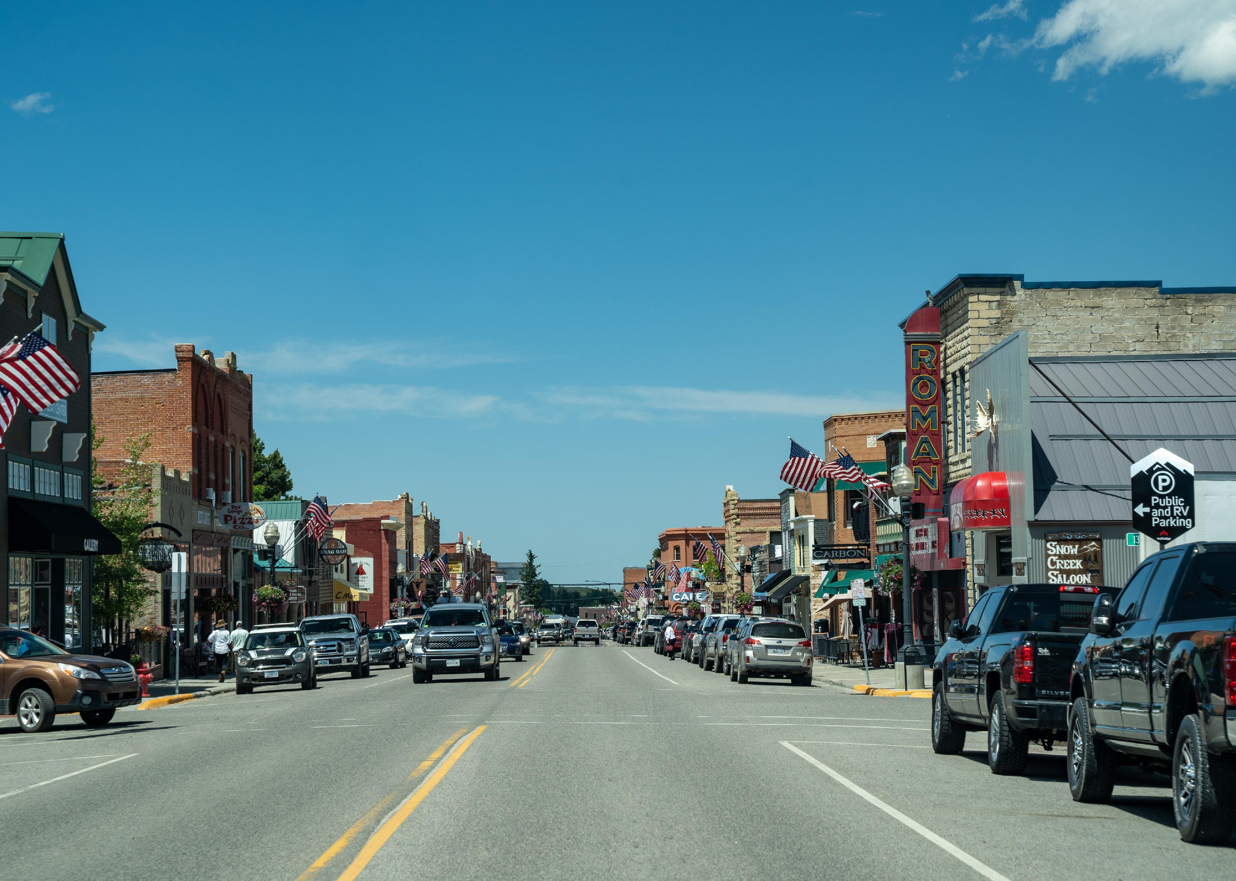 Downtown streets of the small tourist town of Red Lodge