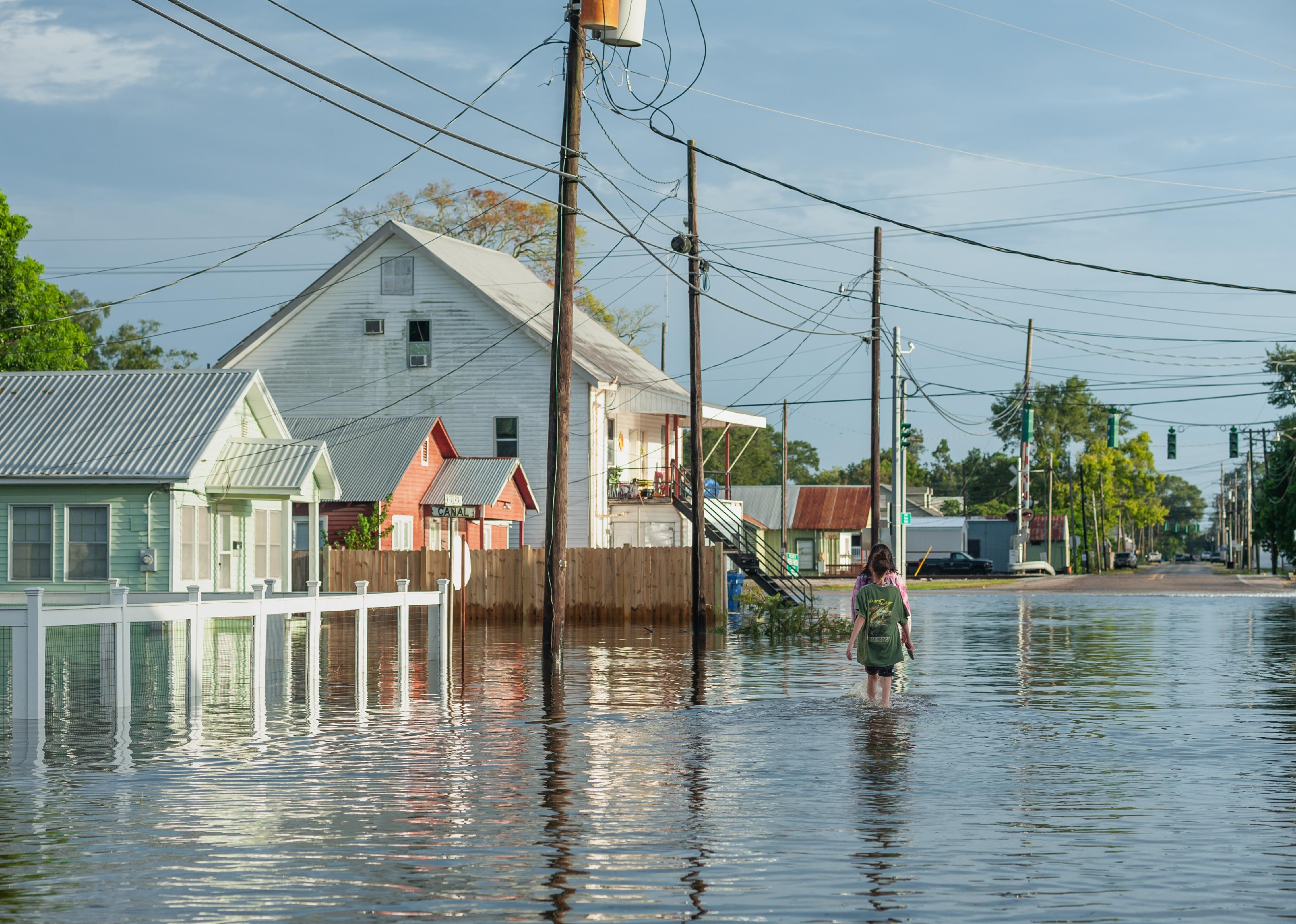 Canal street in Delcambre, during Hurricane Laura.