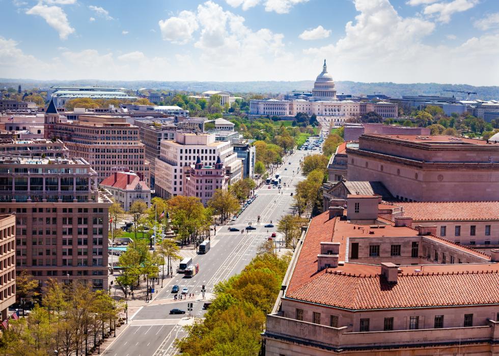 Panorama of Pennsylvania Avenue and United States Capitol Building 