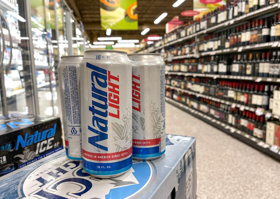 Cans of Natural Light Beer