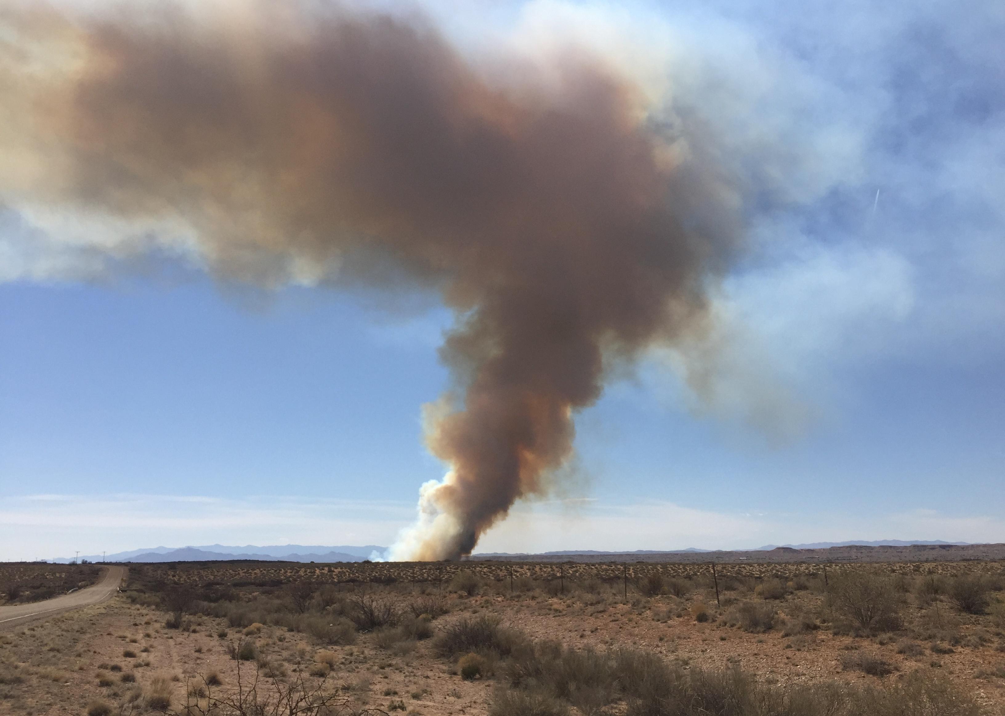 Bosque fire in the distance during the New Mexico summertime.