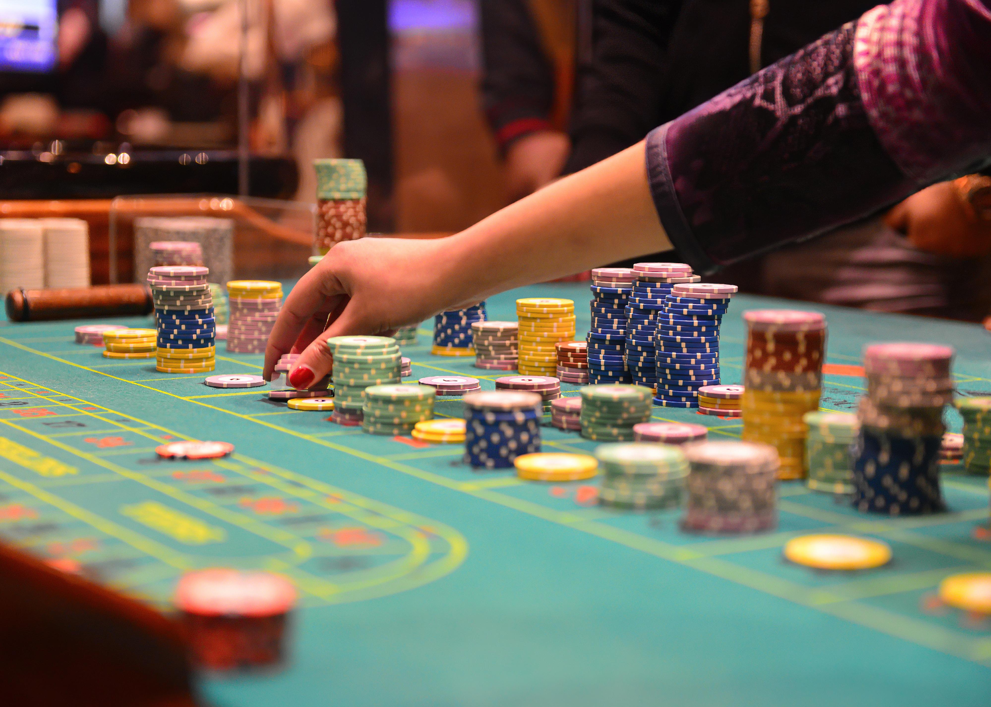 Chips on a roulette table.