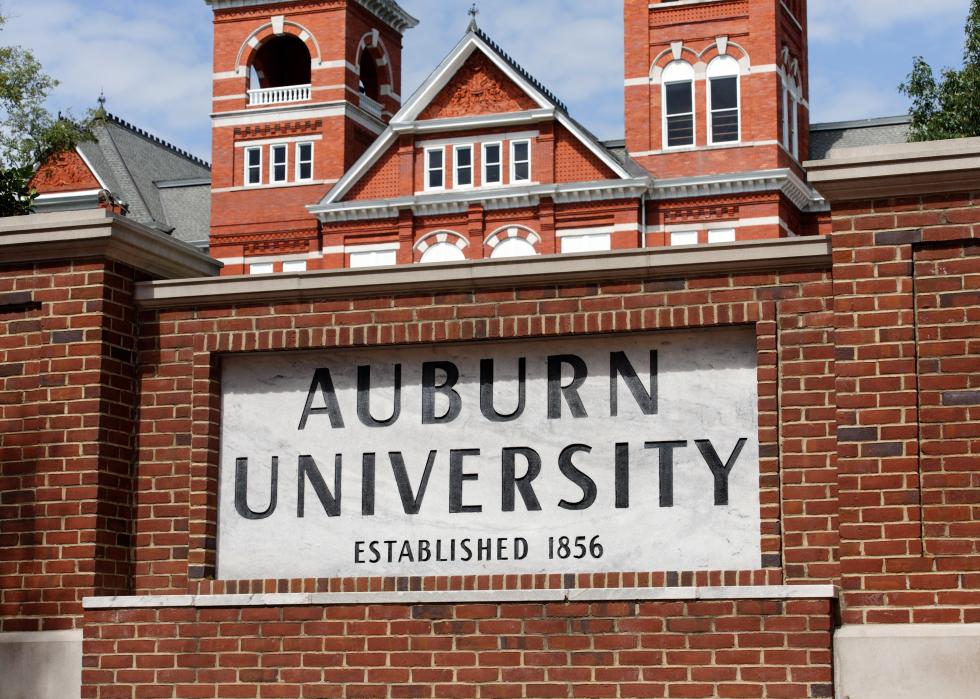 A red brick sign in front of Auburn.