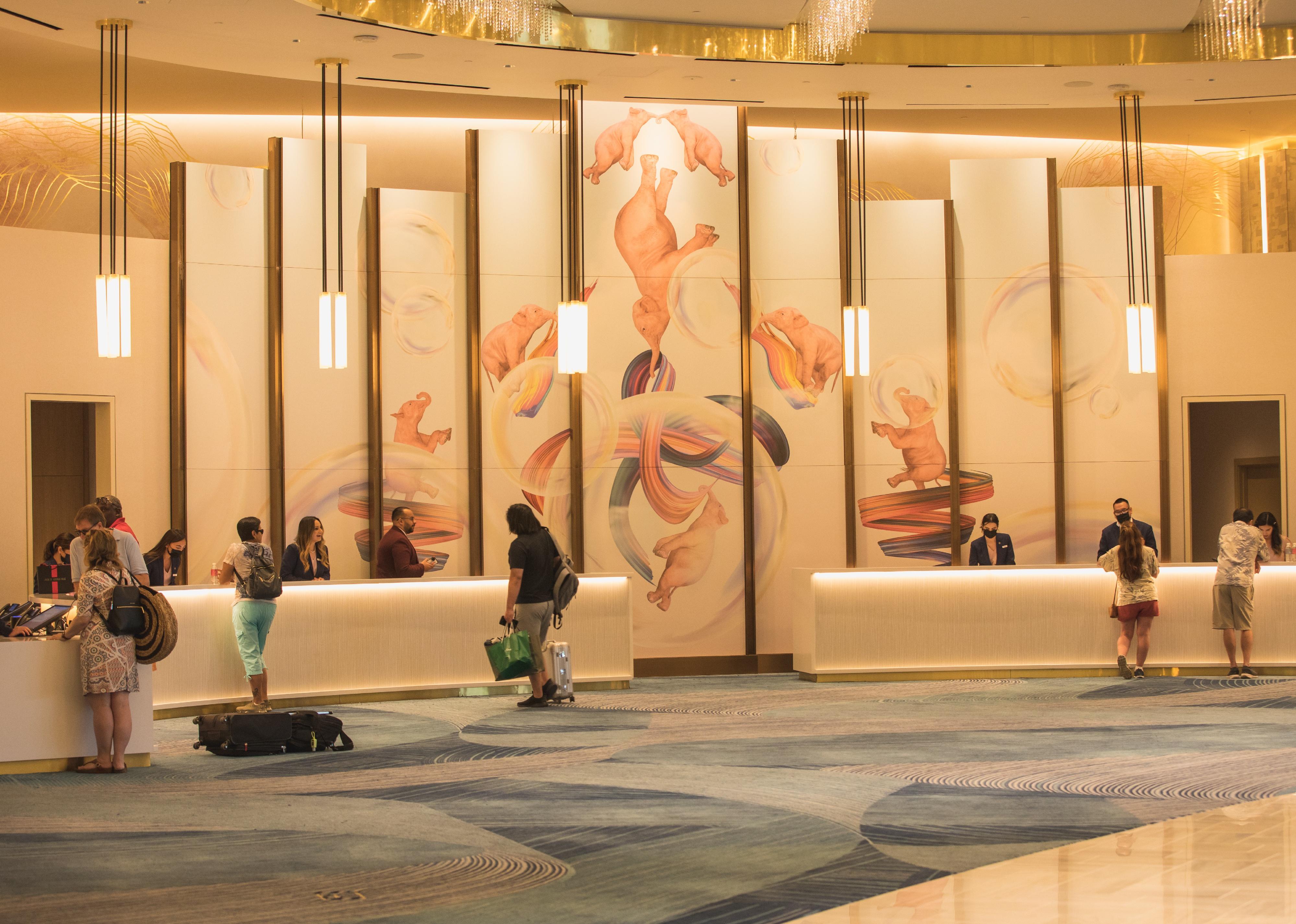 Lobby and front desk of the newly opened hotel