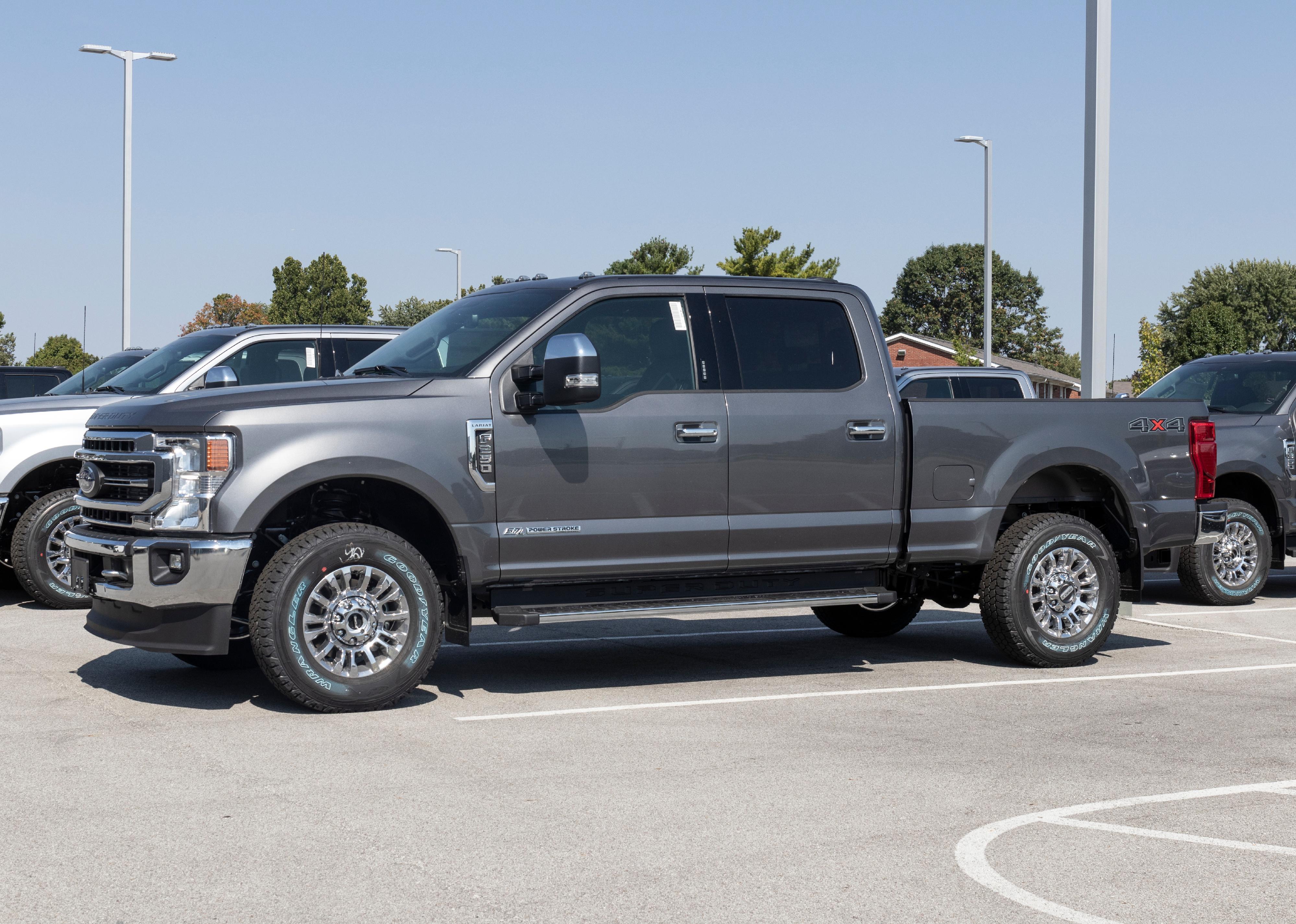 Ford F-350 display at a dealership.