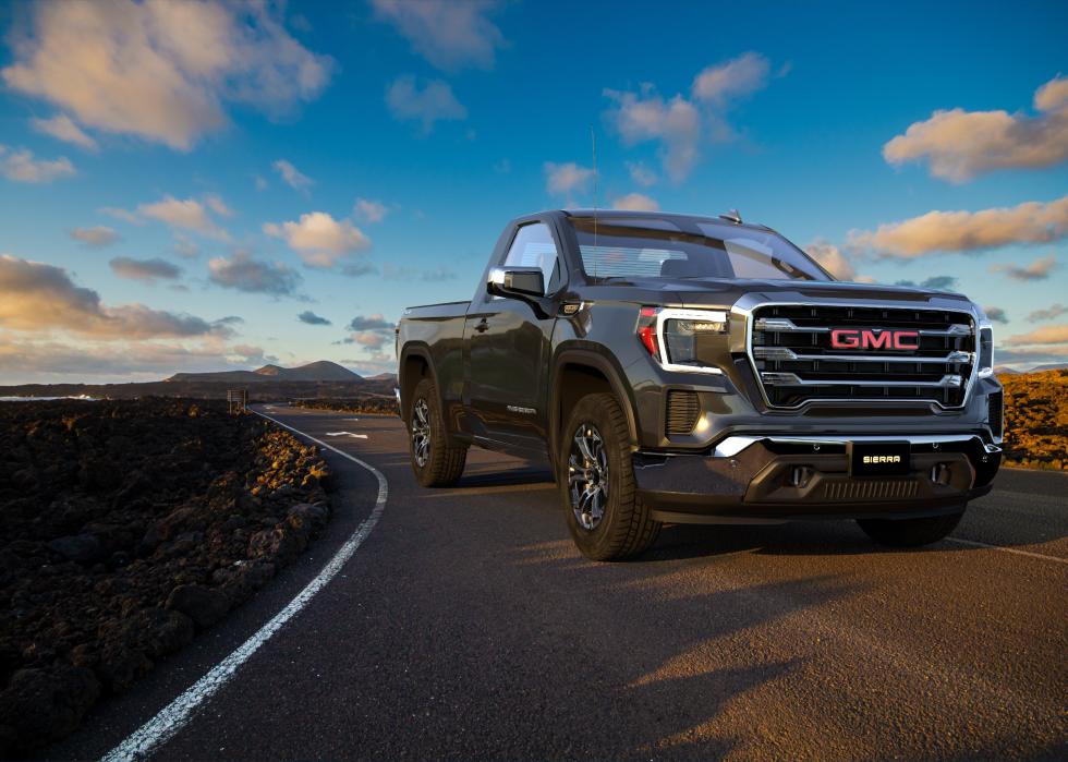 A 2021 GMC Sierra on the road