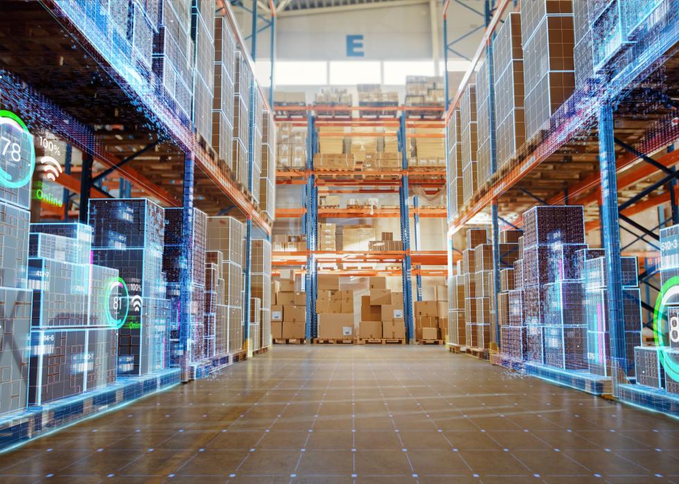 Futuristic concept of a retail warehouse